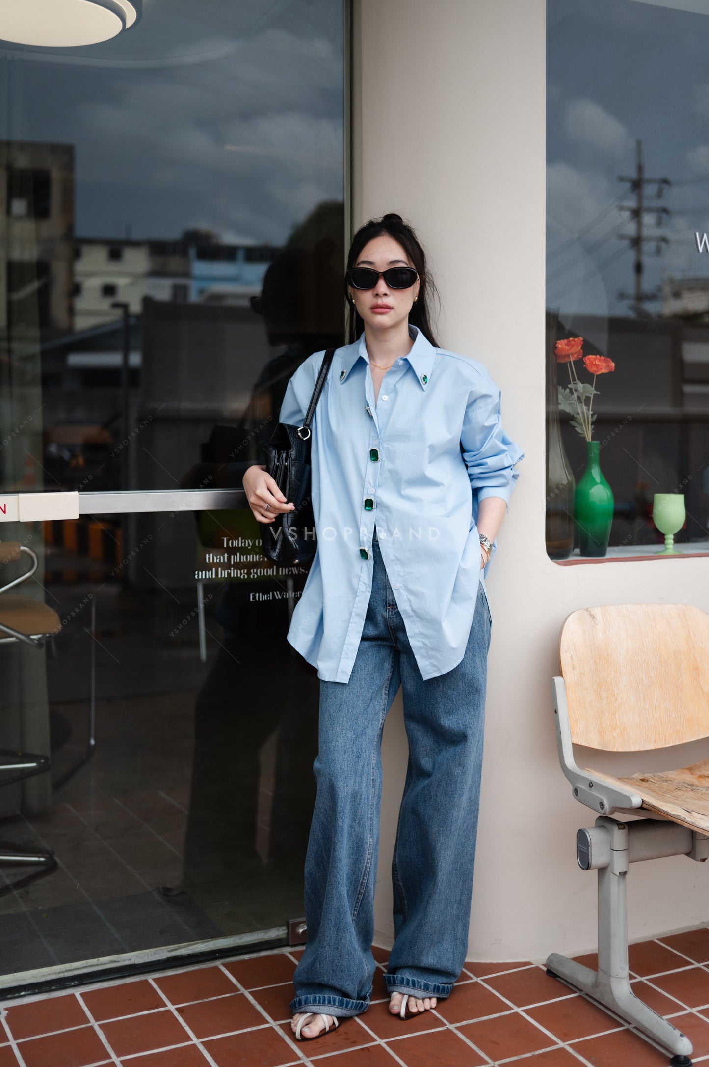 Bejewelled Shirt Blue