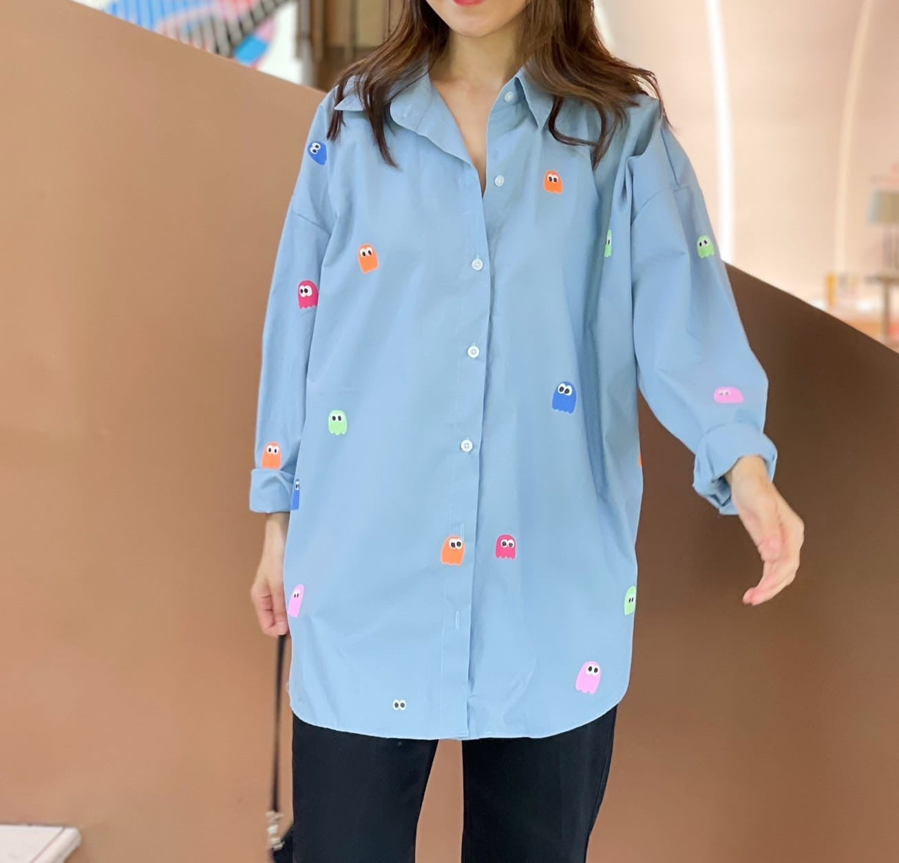 Oversize Style Shirt PacMan Blue