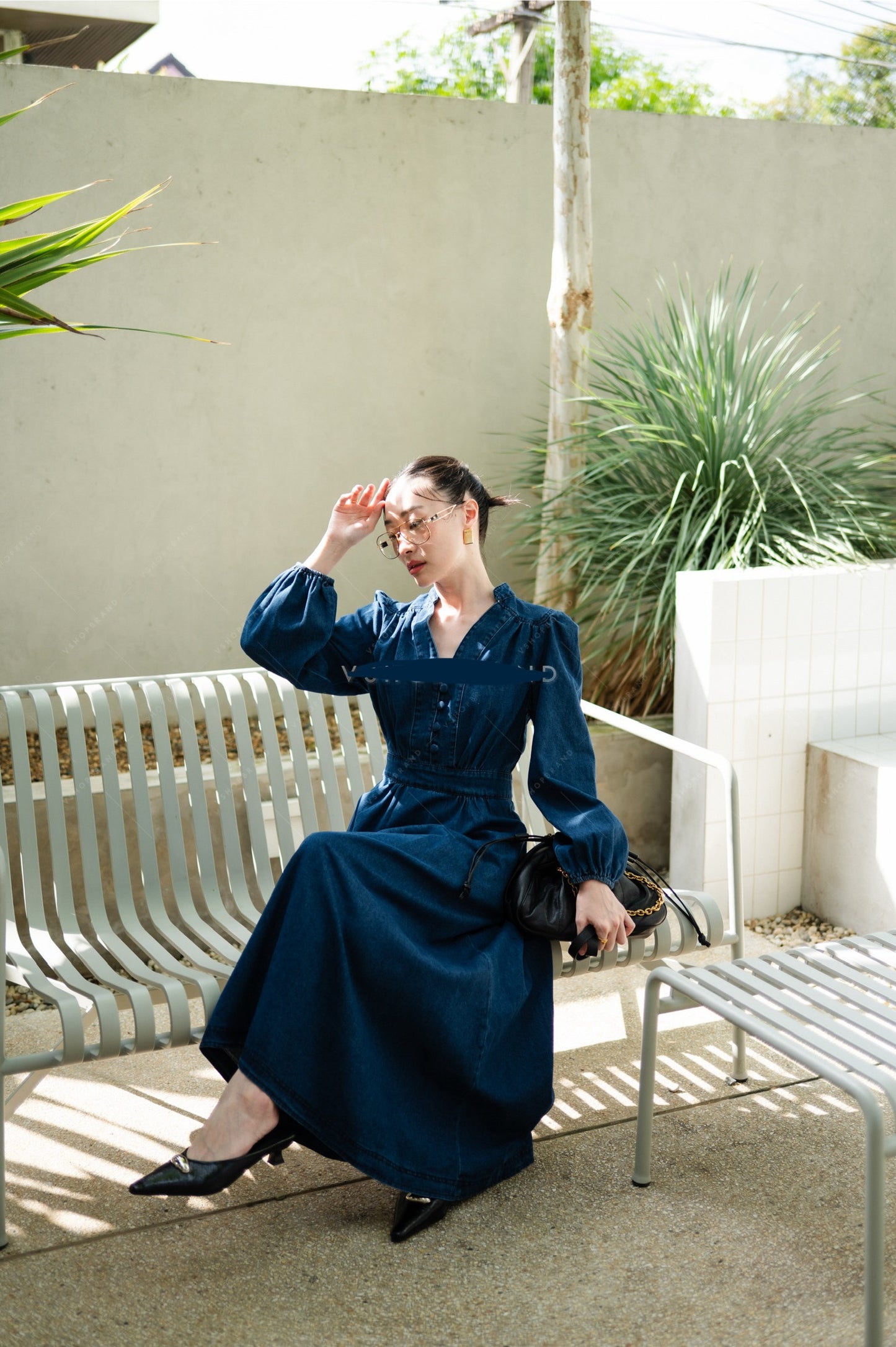 Mandarin maxi dress Dark