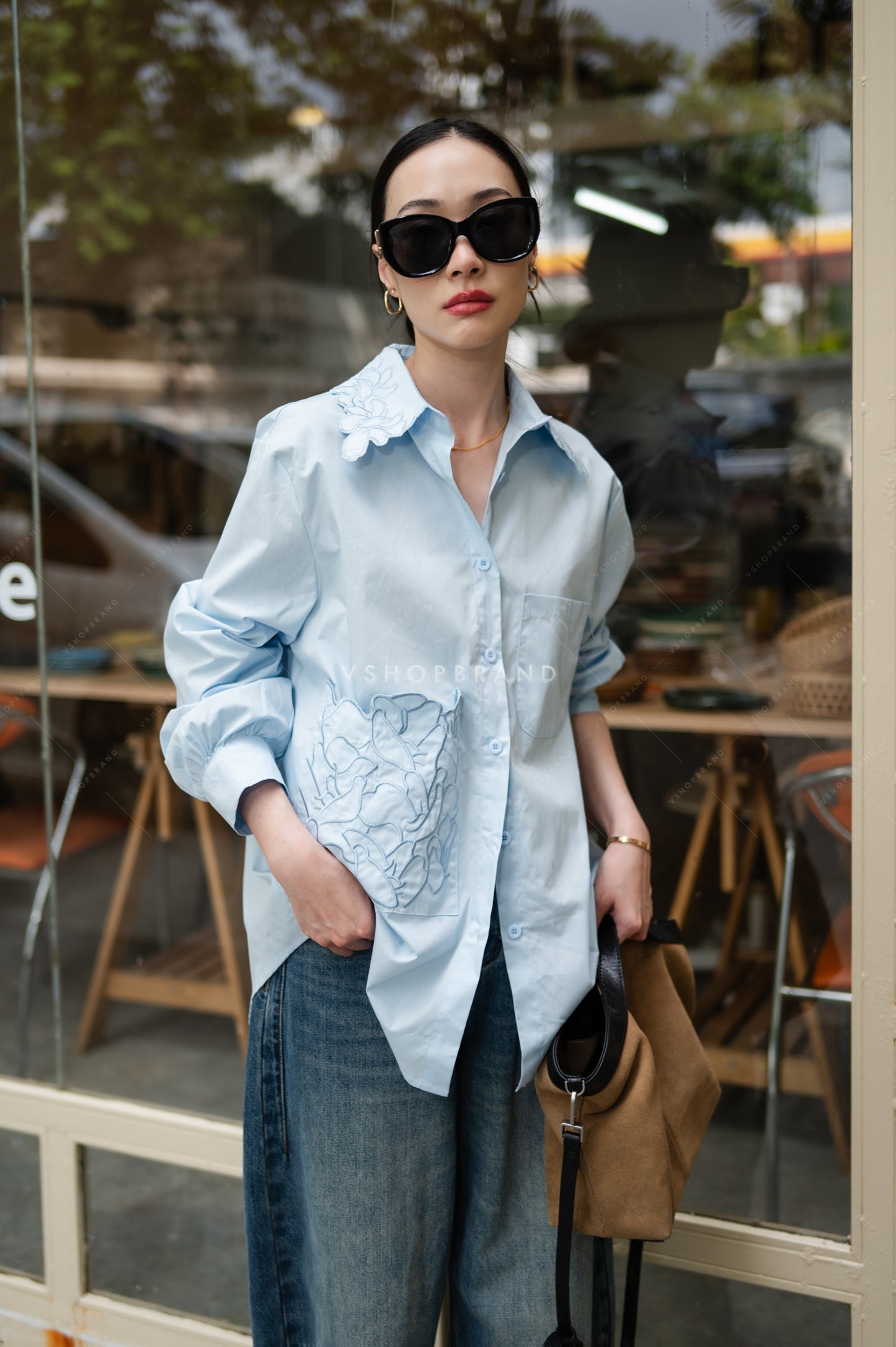Bedazzled shirt Blue
