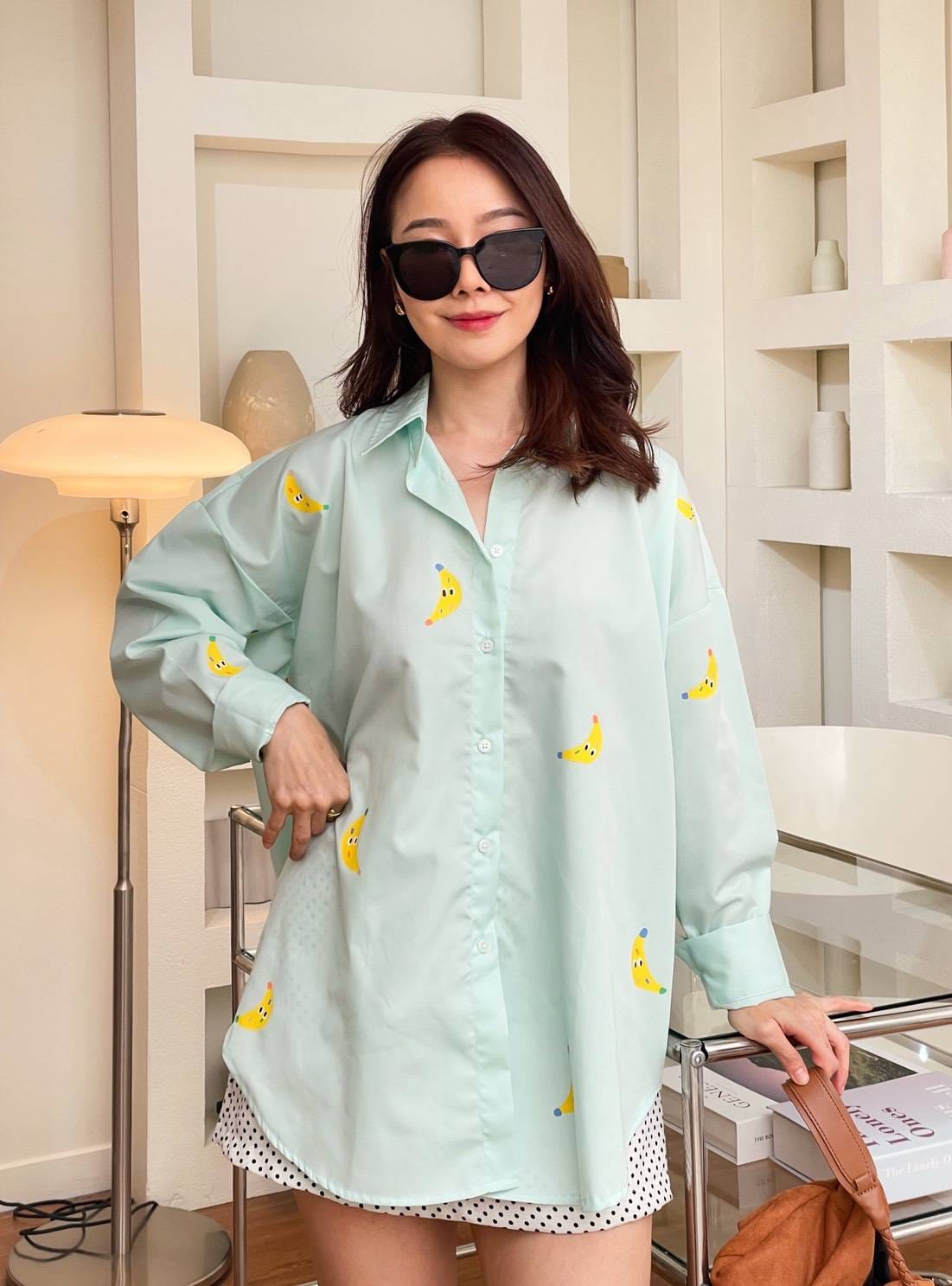 Oversize Style Shirt Go bananas blue