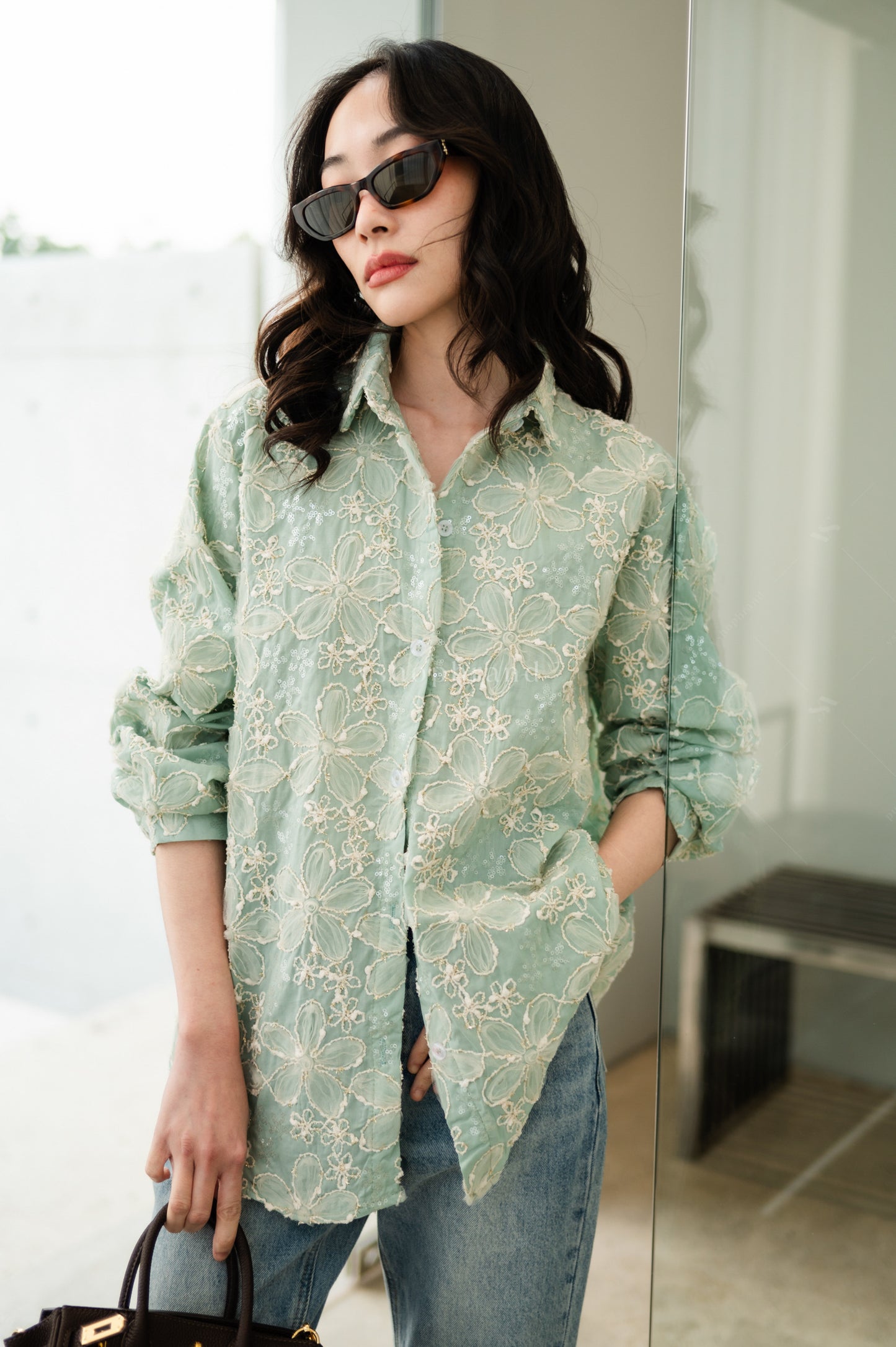 Lace summer Shirt Green