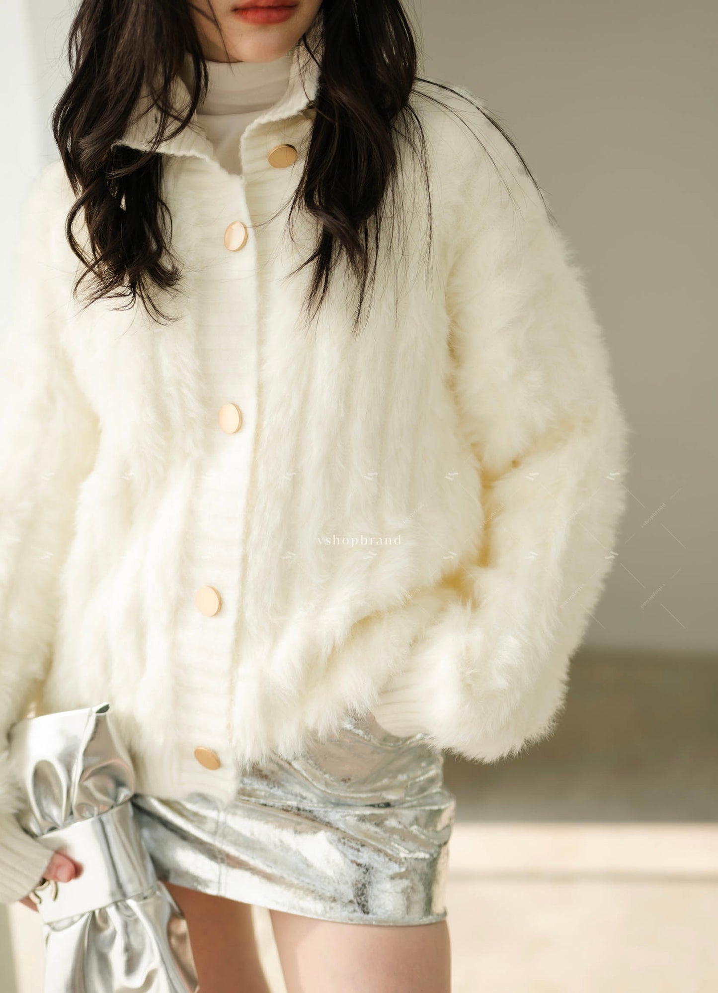 Faux Fur sweater White