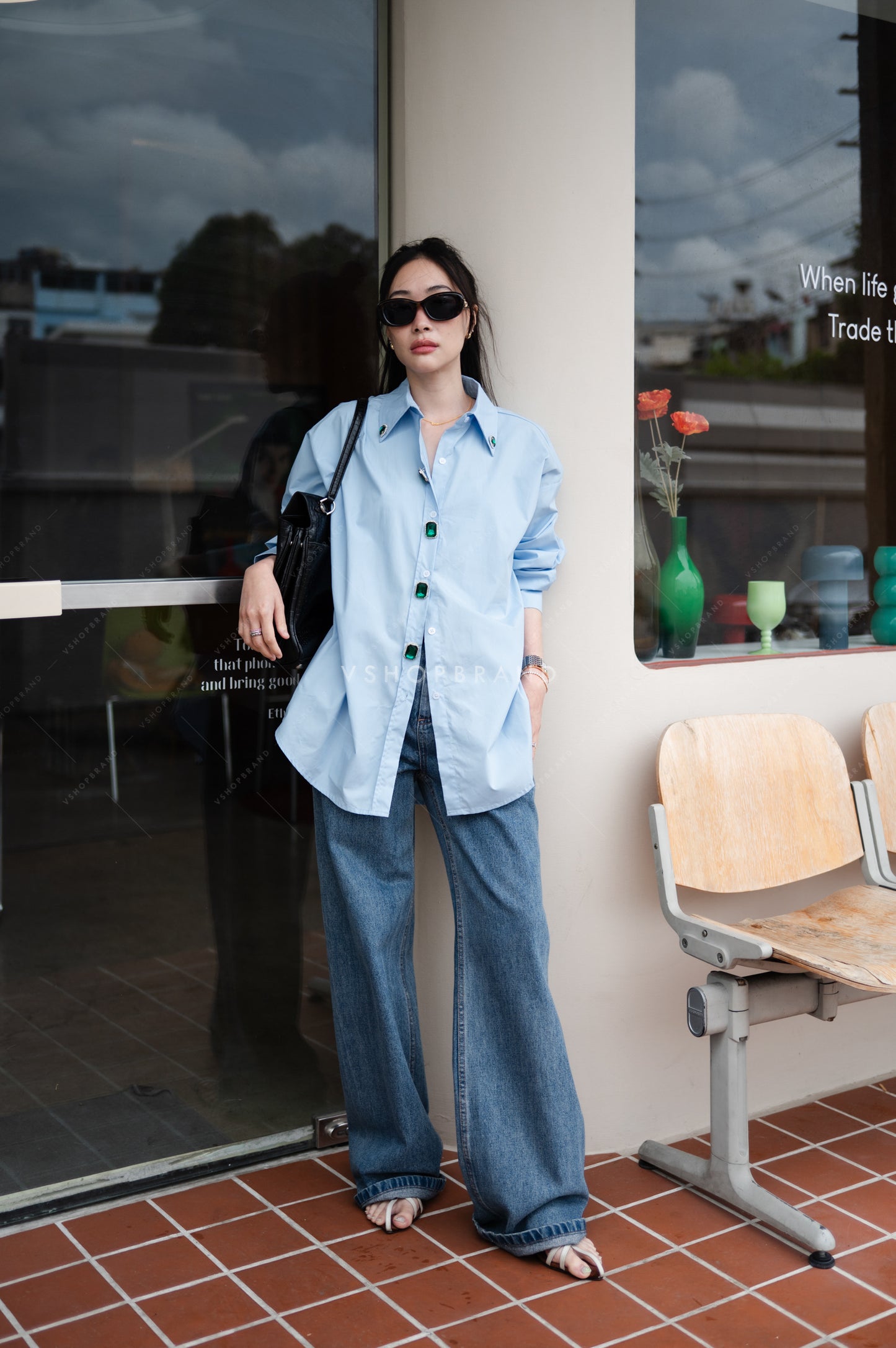 Bejewelled Shirt Blue