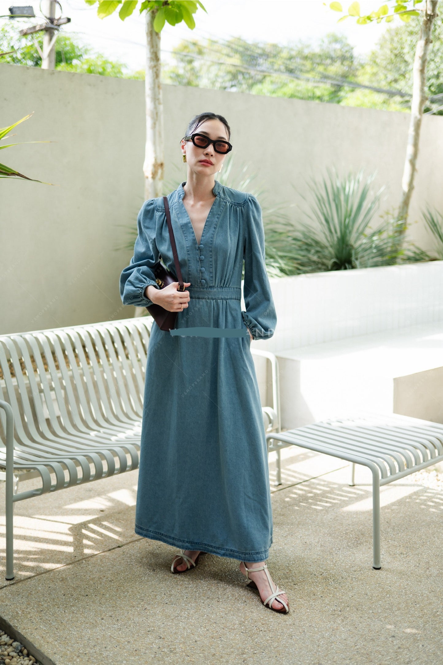 Mandarin maxi dress Light