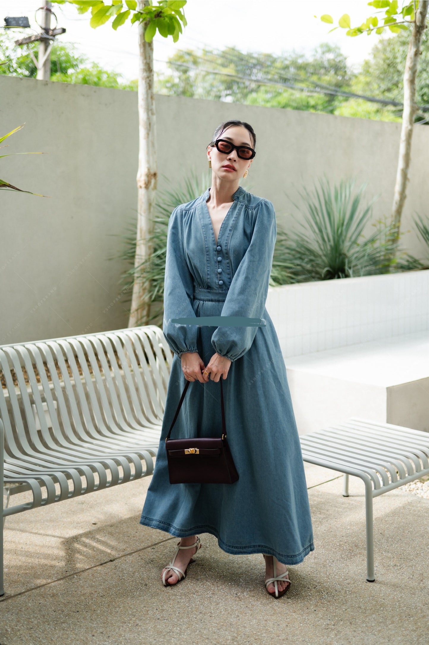 Mandarin maxi dress Light