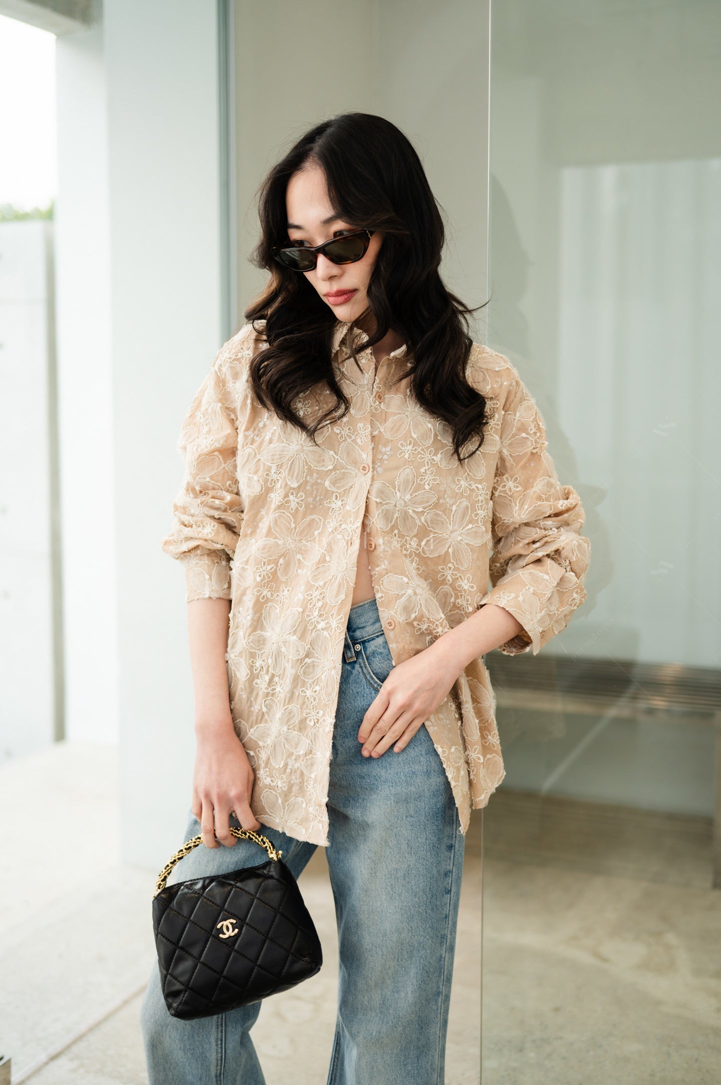 Lace summer Shirt Cream