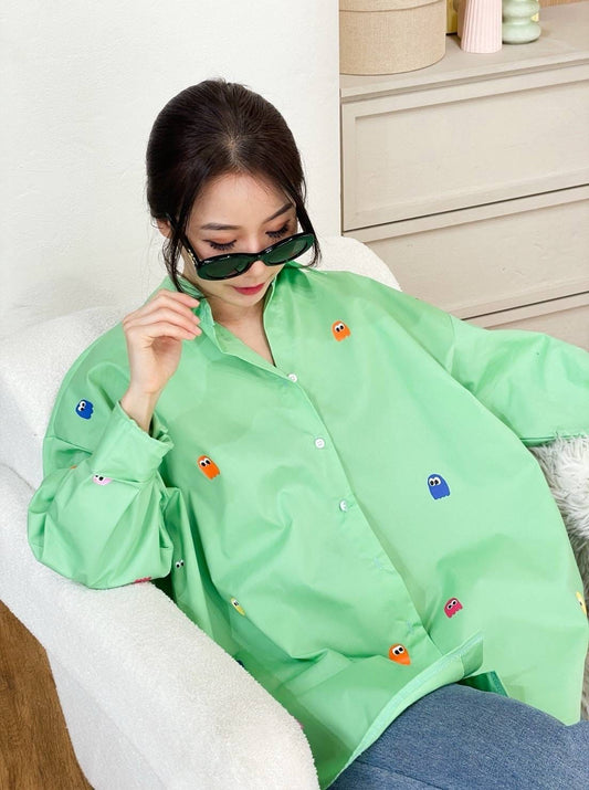 Oversize Style Shirt PacMan GREEN