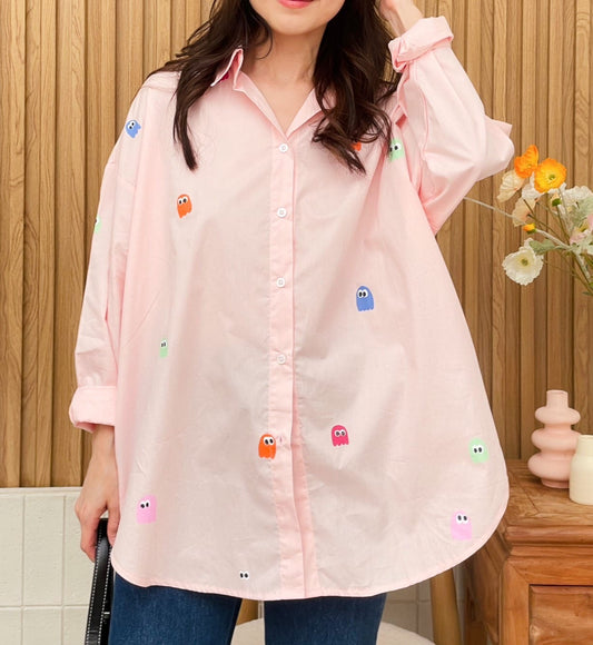 Oversize Style Shirt PacMan pink love