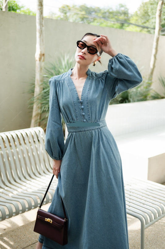 Mandarin maxi dress Light