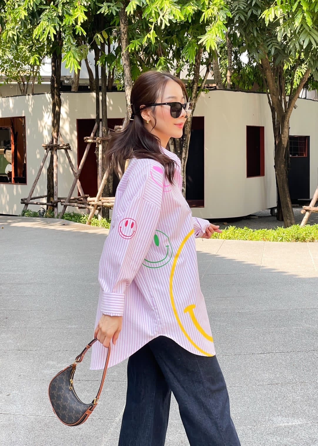 Oversize Style Shirt Multi coloured Smiley PINK