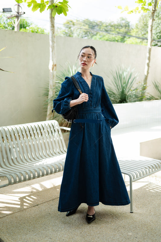 Mandarin maxi dress Dark