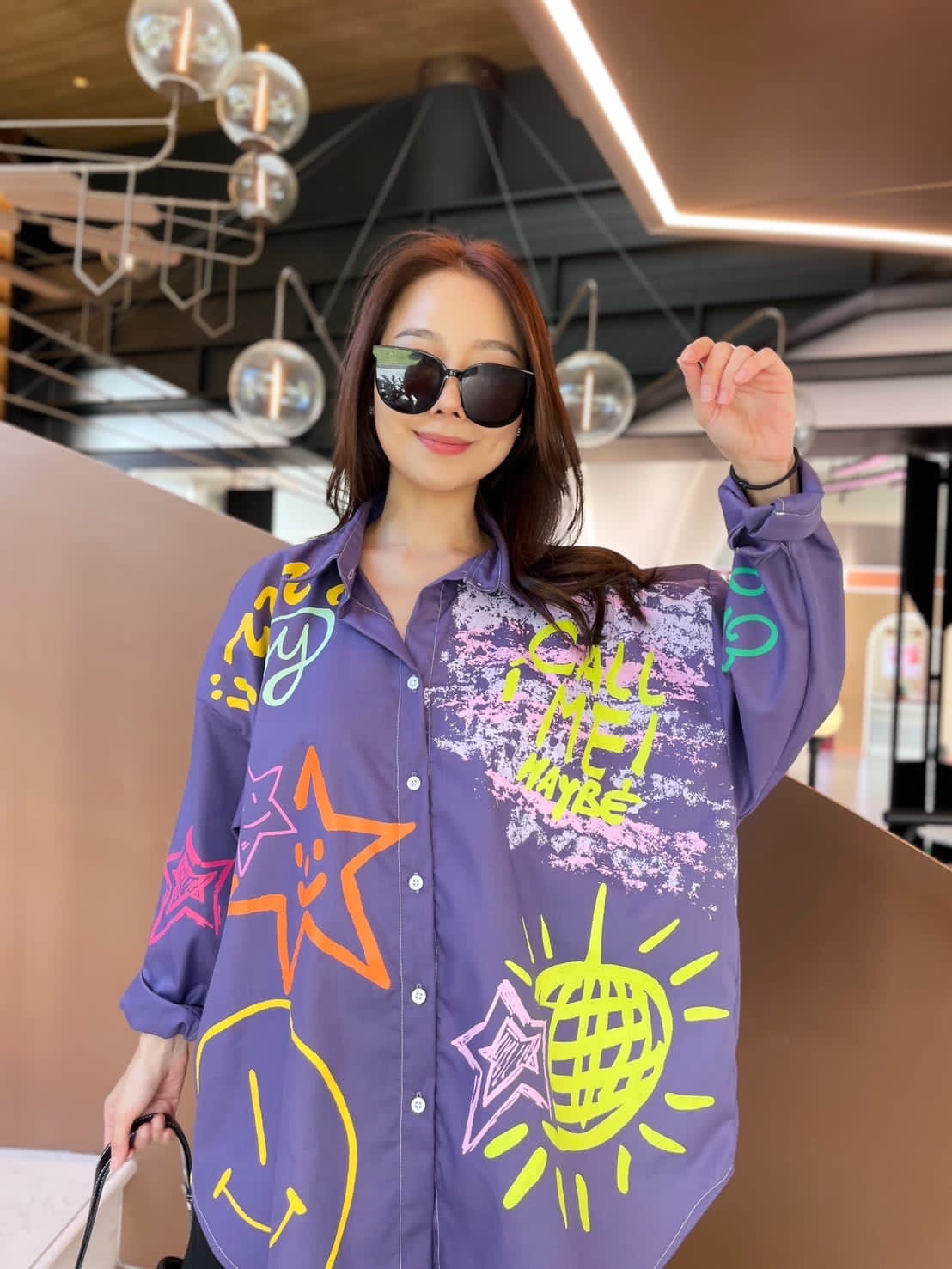 Oversize Style Shirt Call me maybe Purple