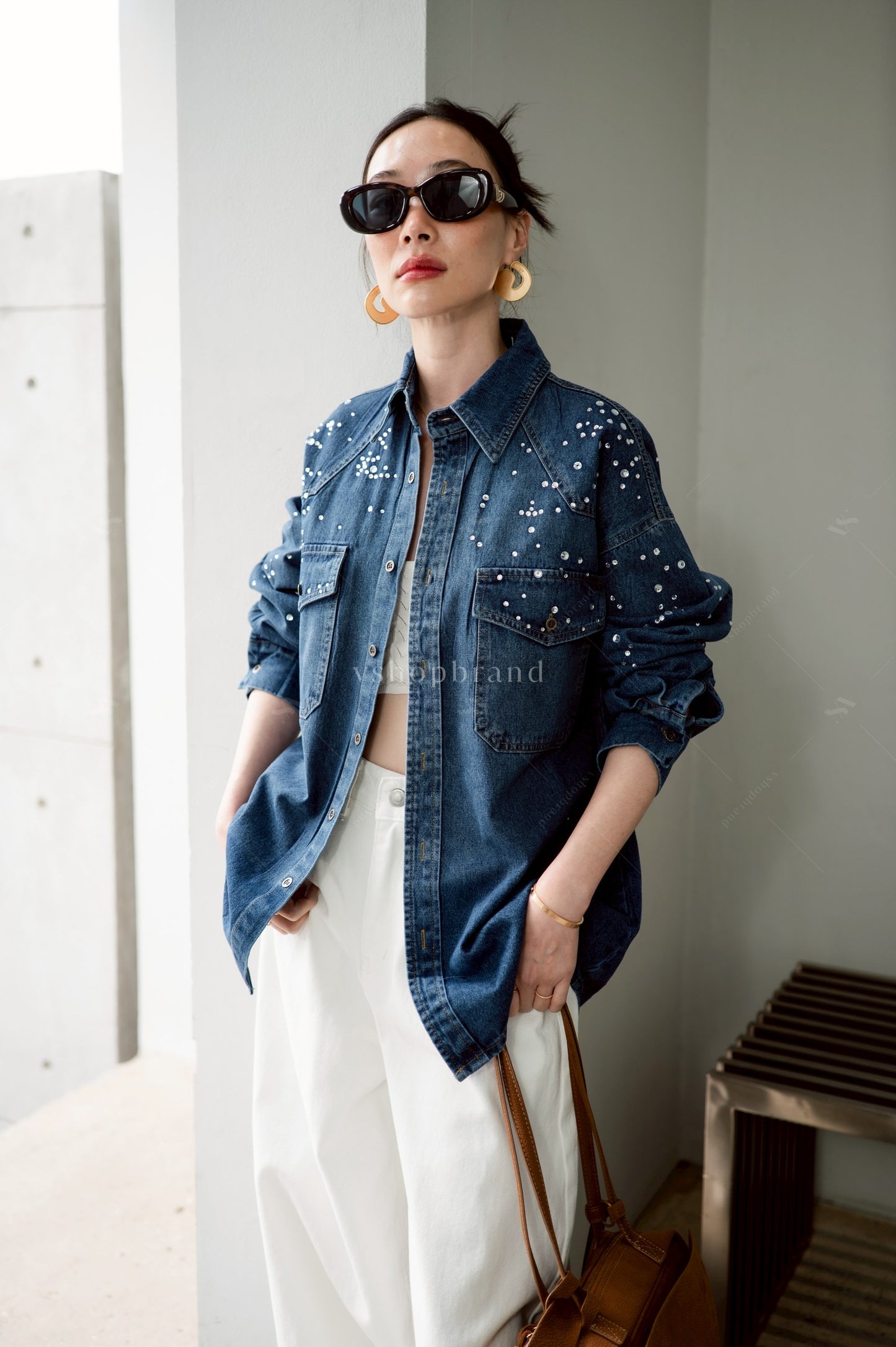 Starry nights denim shirt dark