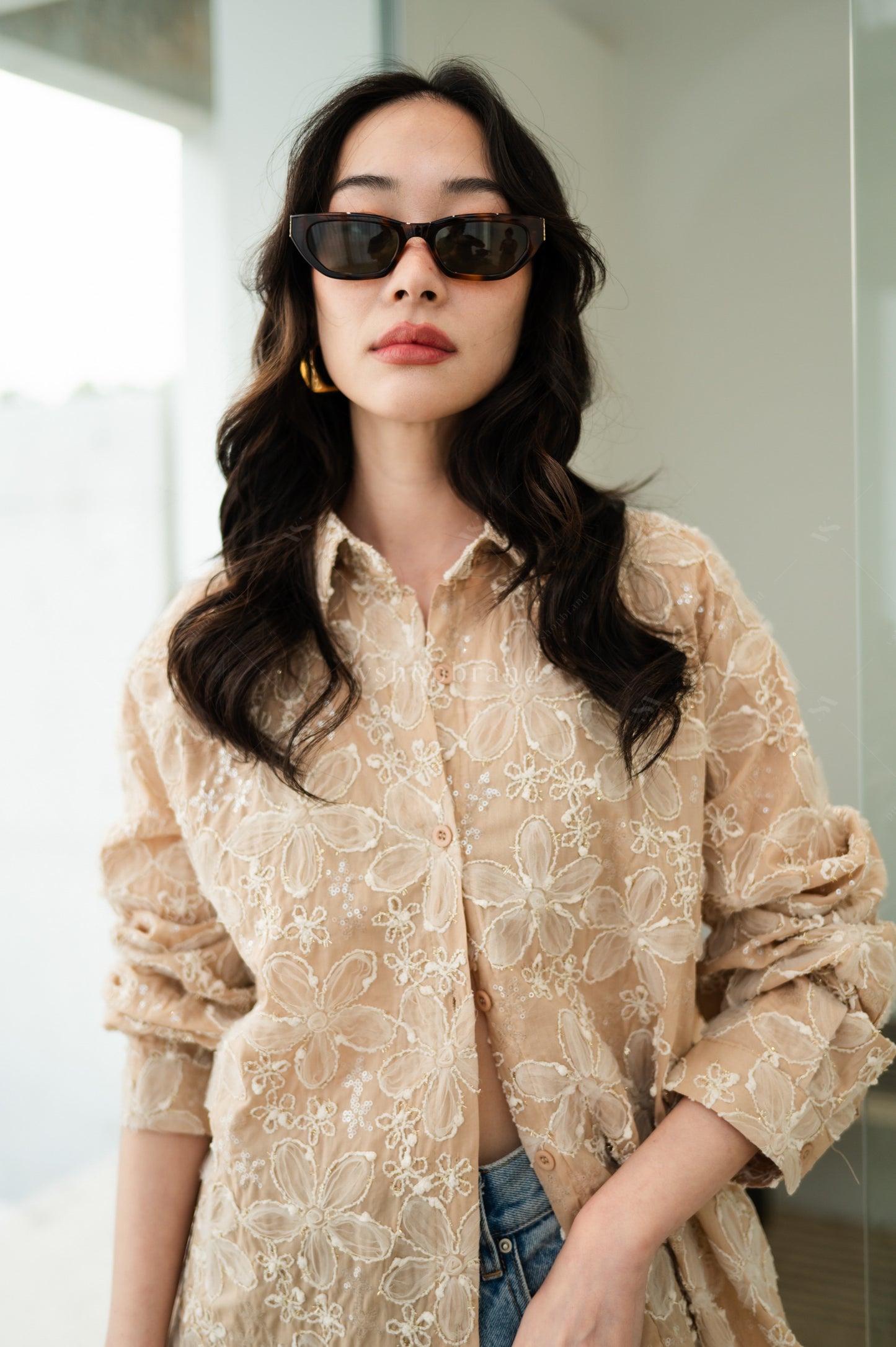Lace summer Shirt Cream
