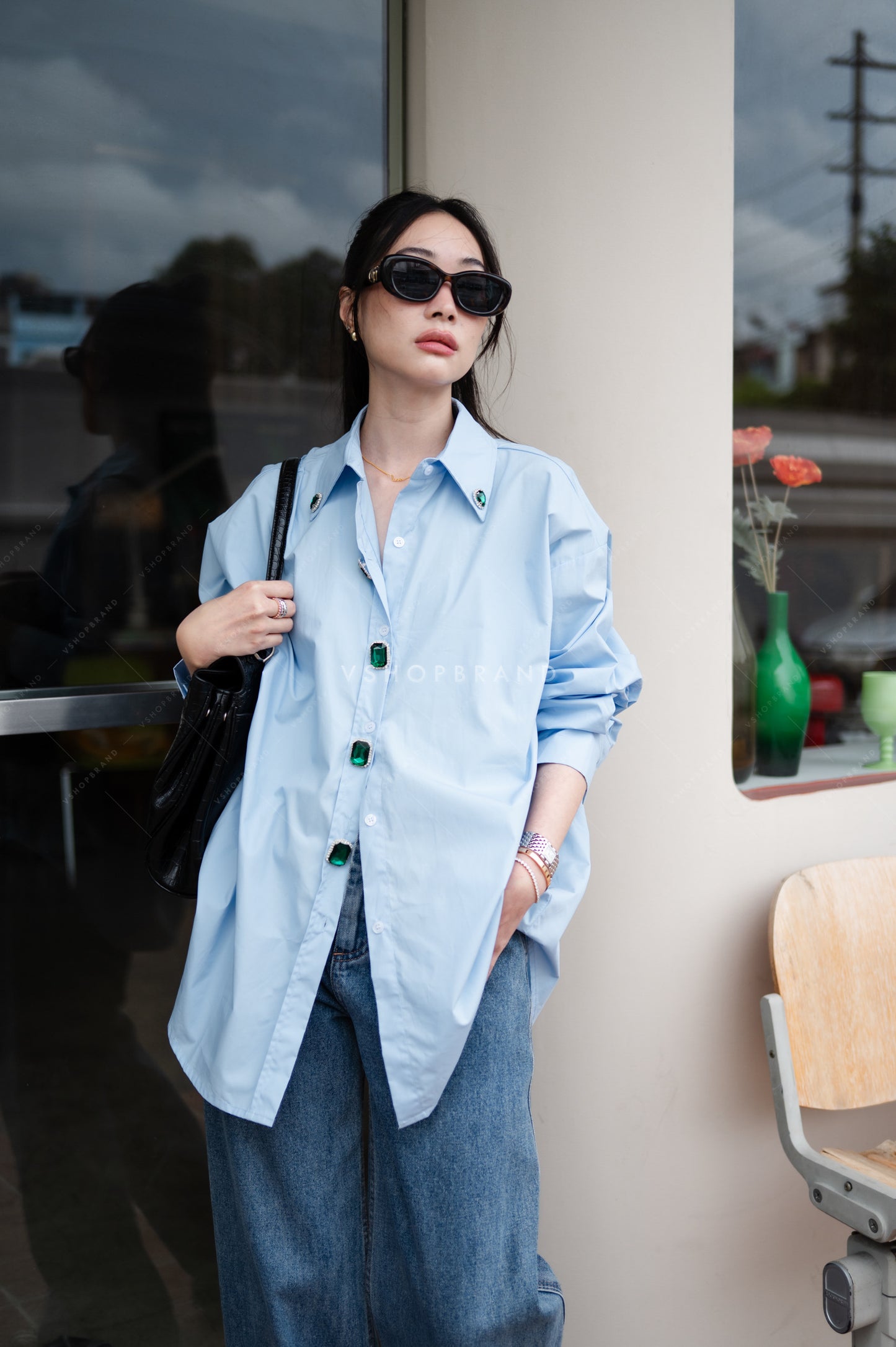 Bejewelled Shirt Blue
