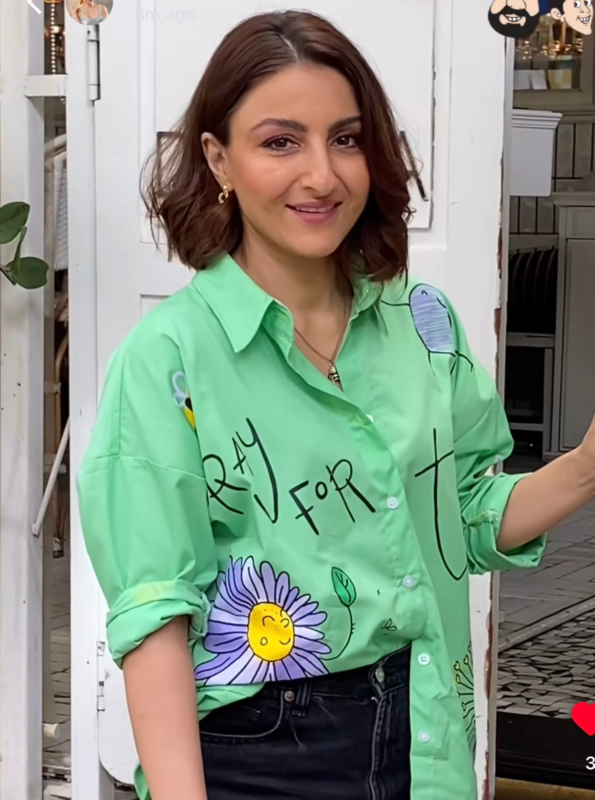 Oversize Style Shirt happy for today GREEN