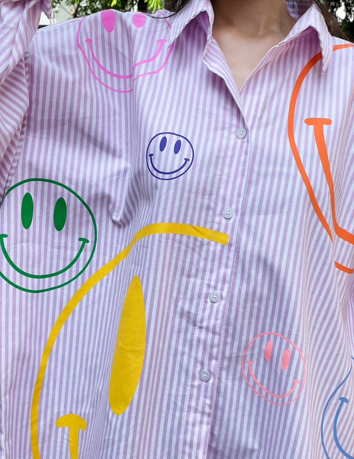 Oversize Style Shirt Multi coloured Smiley PINK