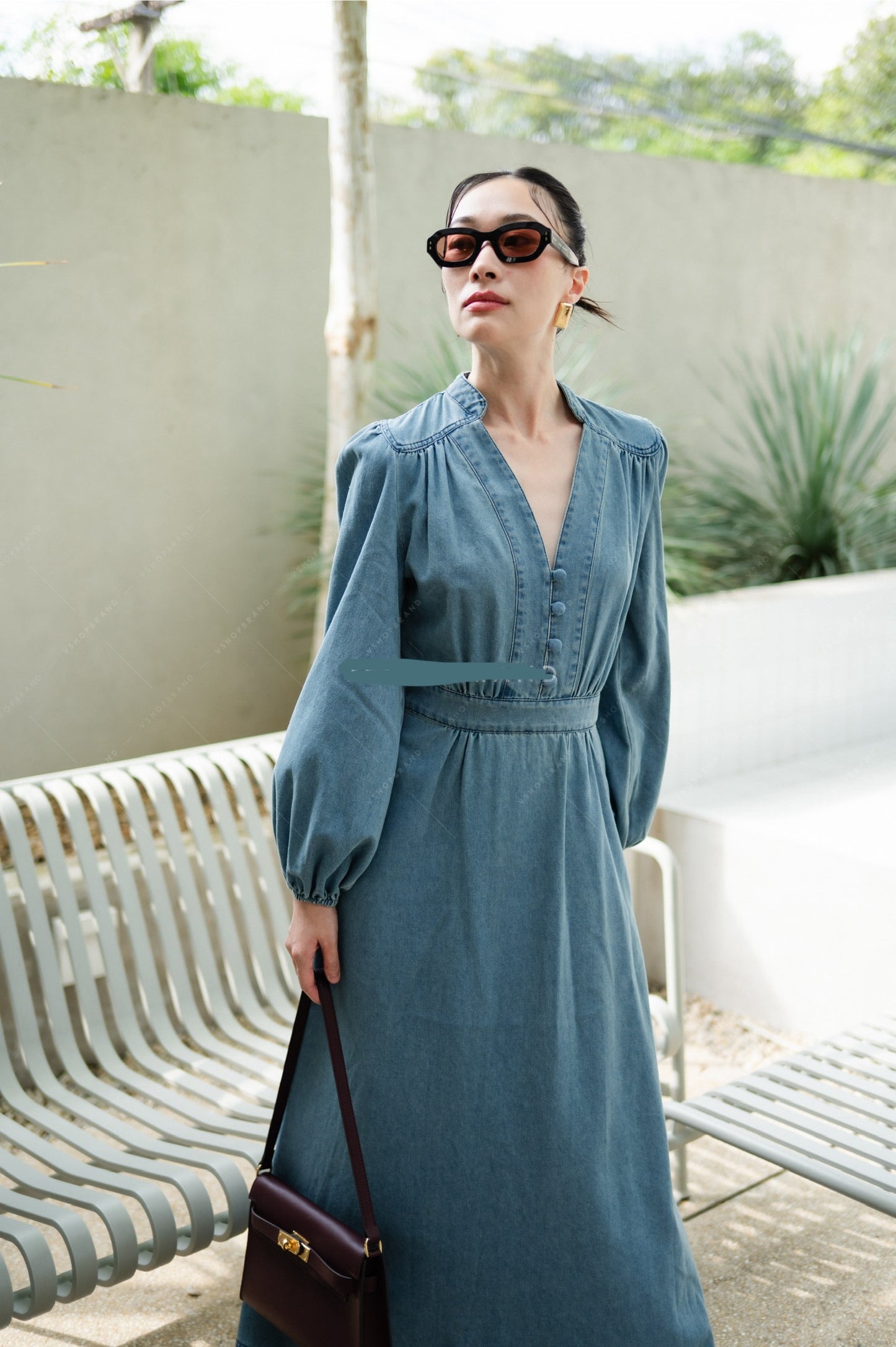 Mandarin maxi dress Light