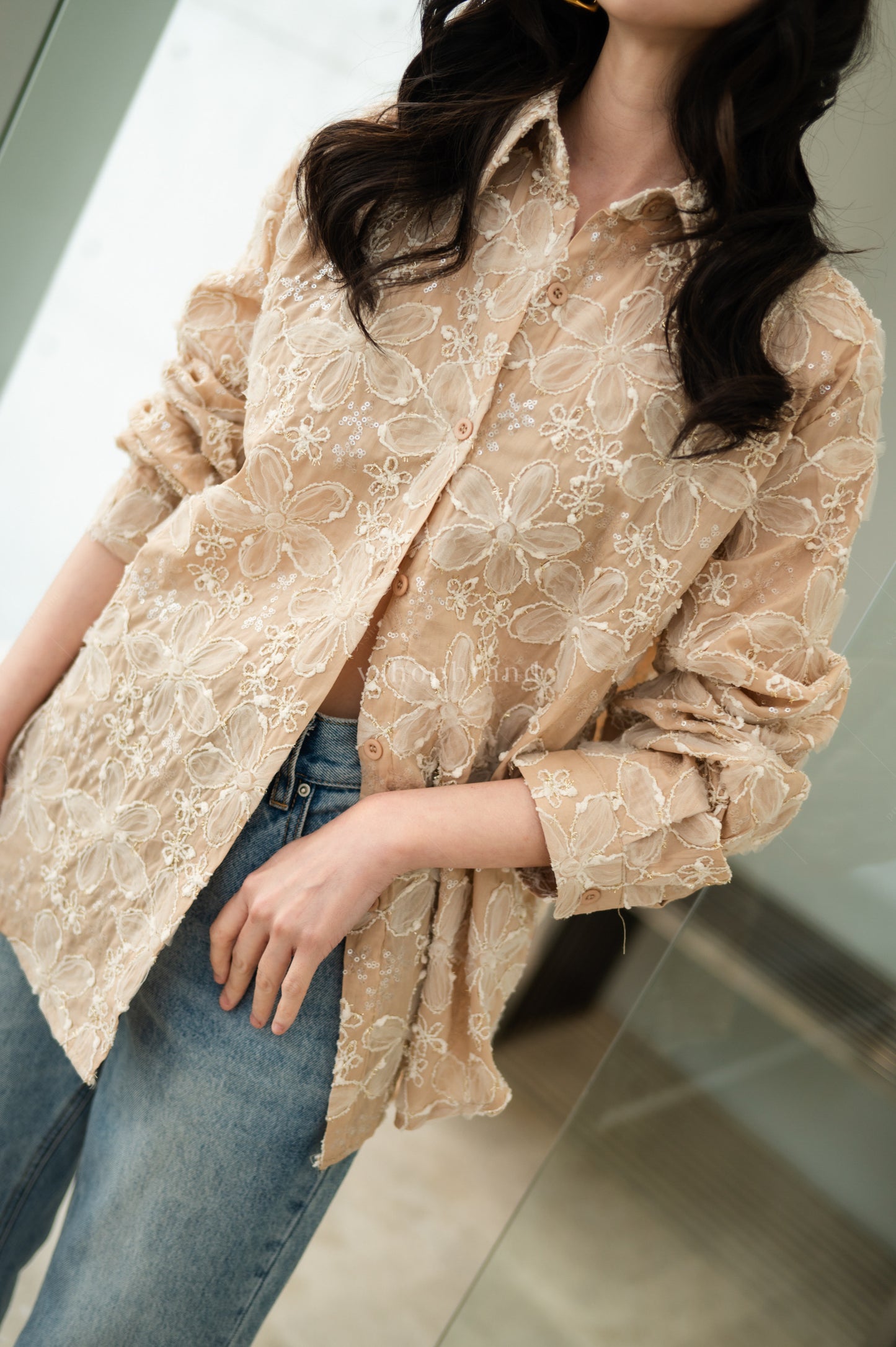 Lace summer Shirt Cream
