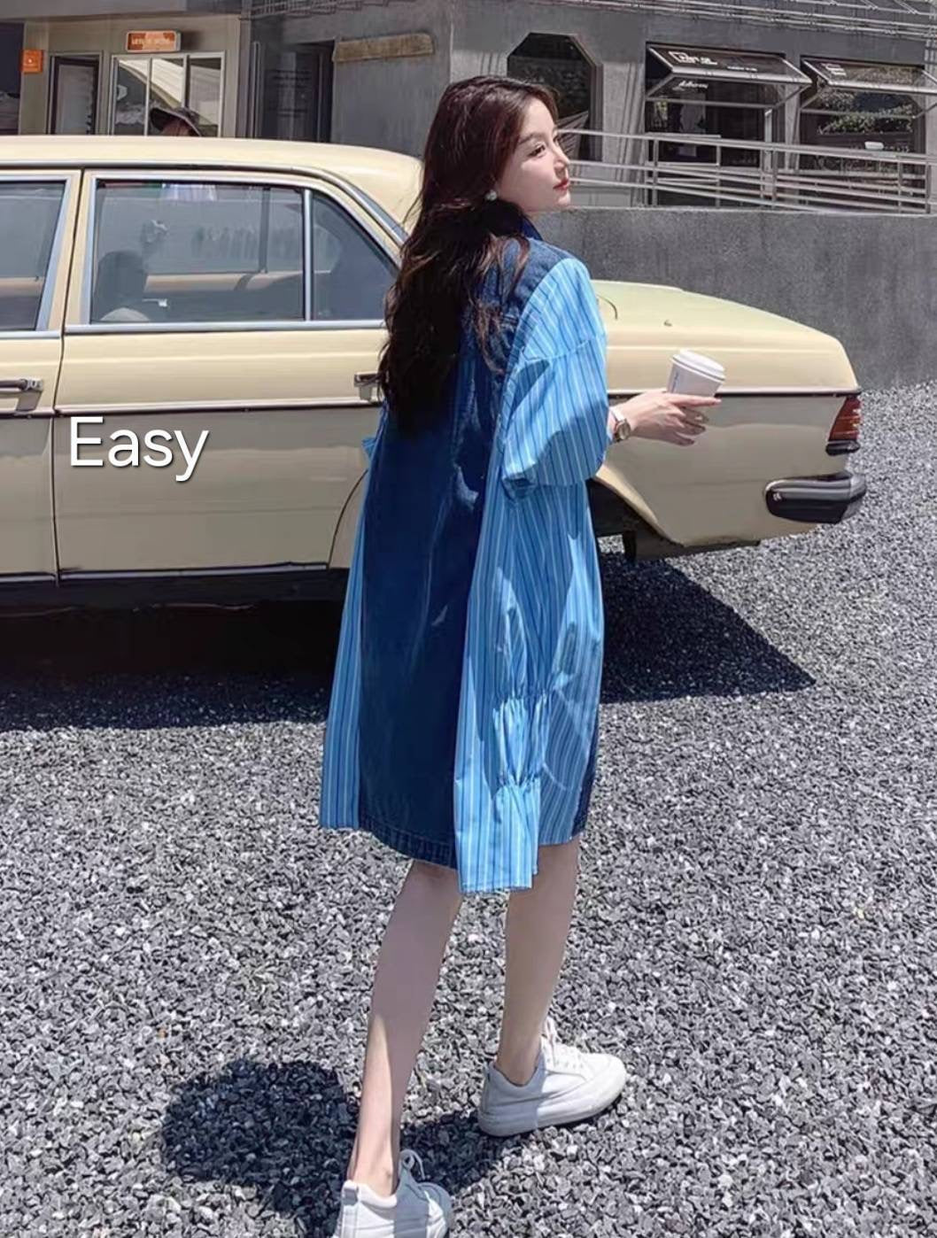 Relaxed Style Shirt Dress black