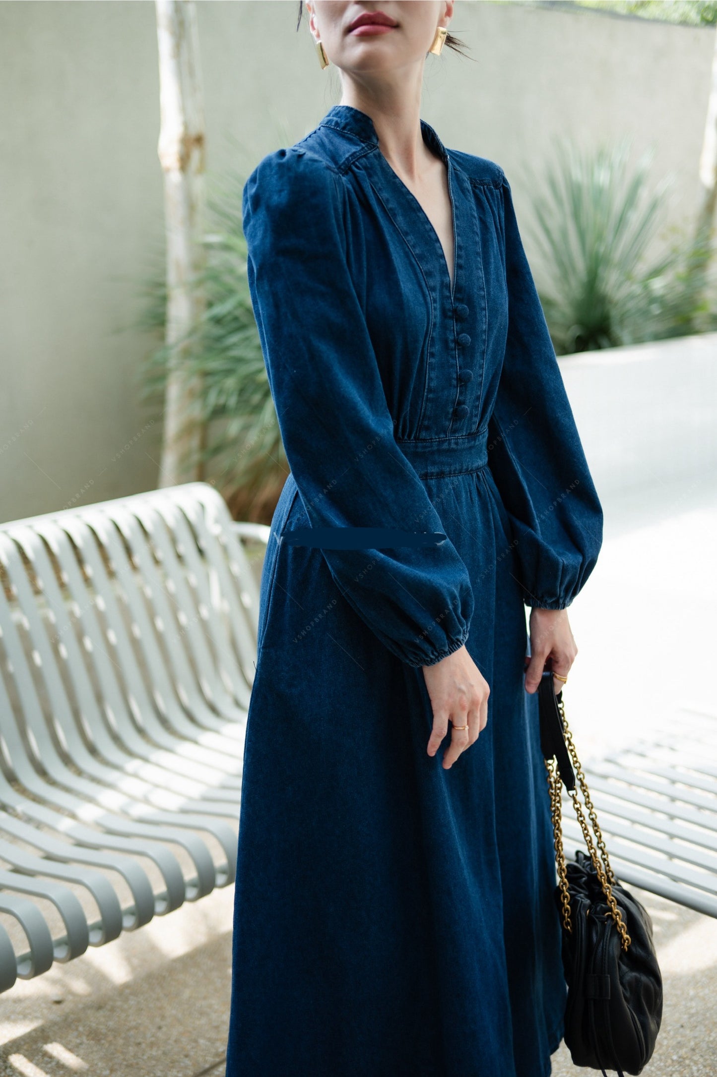 Mandarin maxi dress Dark