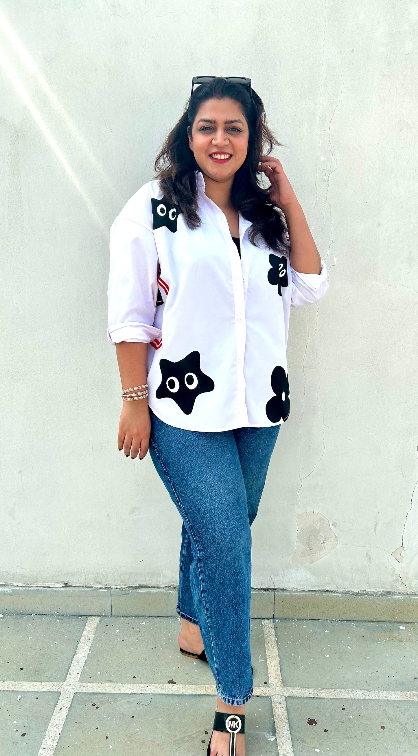 Oversize Style Shirt white Print