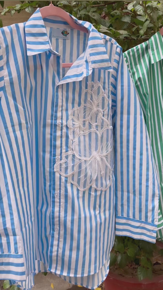 Floral Coral Shirt BLUE