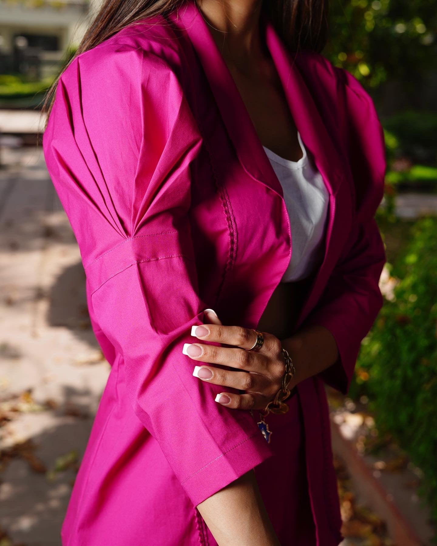 Fuschia CICI pants and blazer set
