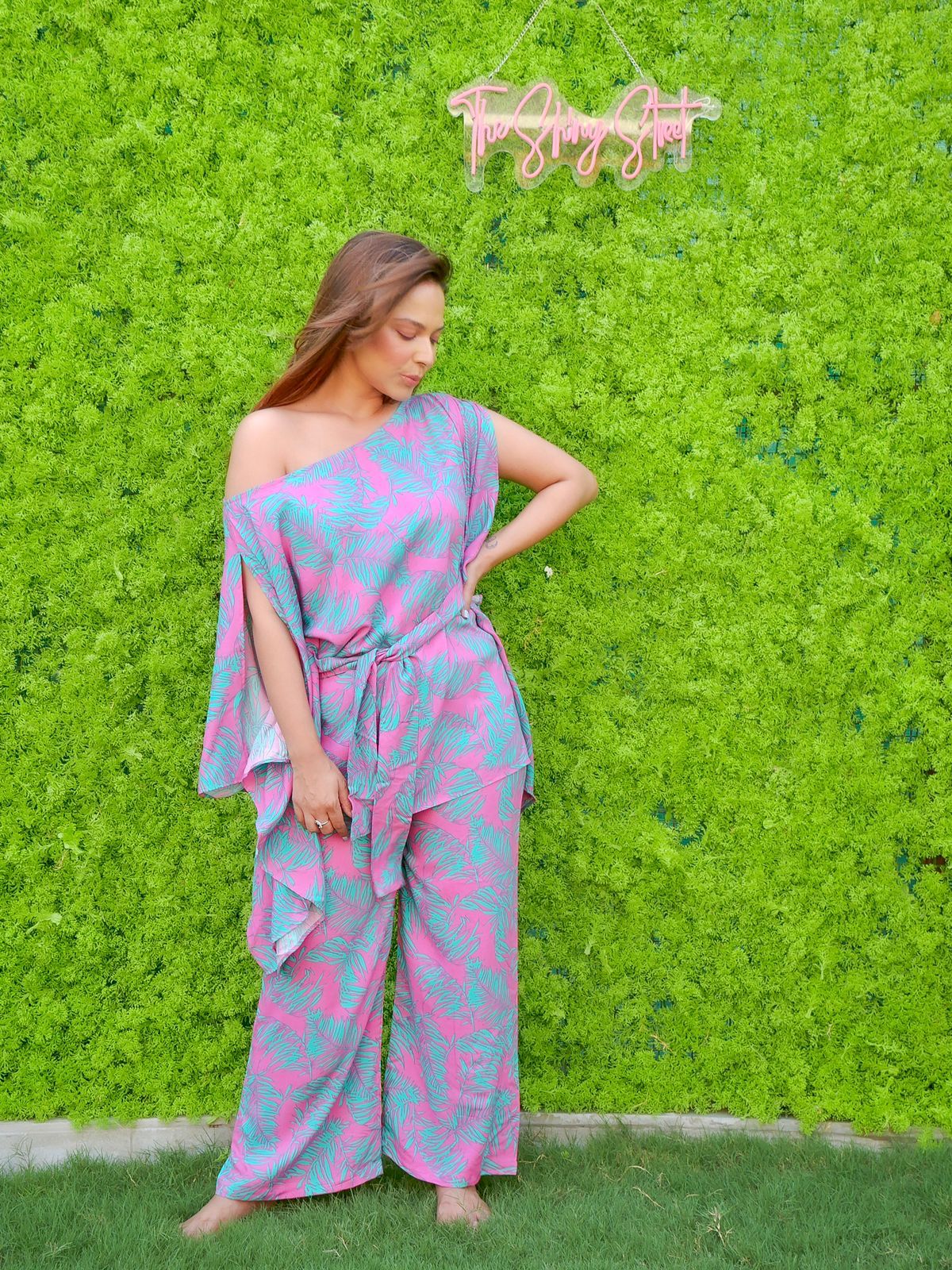 Drop Shoulder Coord Set Poppy Pink