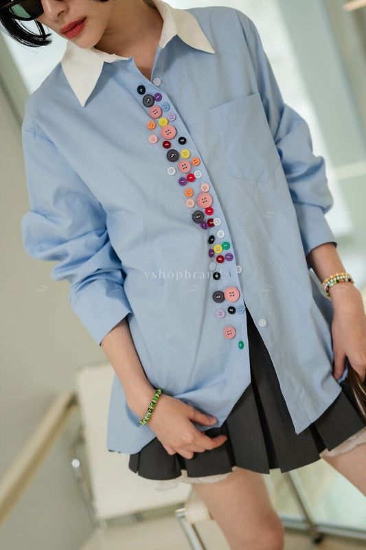 Bubble Button shirt BLUE