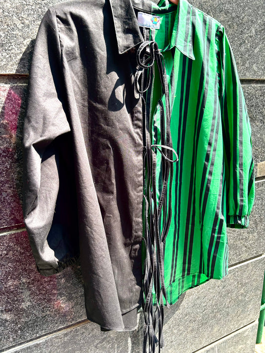 Green dream tie up shirt