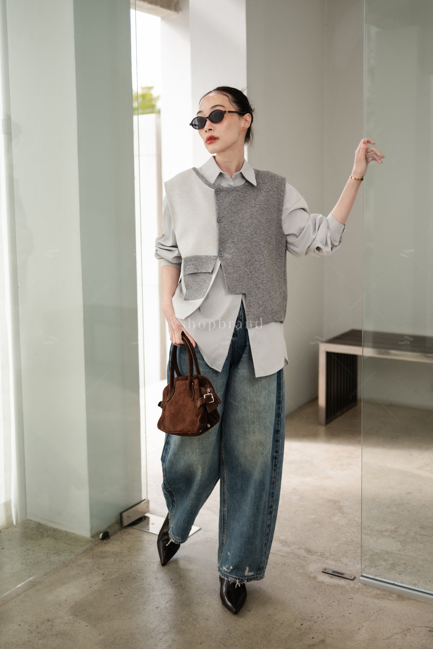 Three Tier Shirt and Sweater Grey