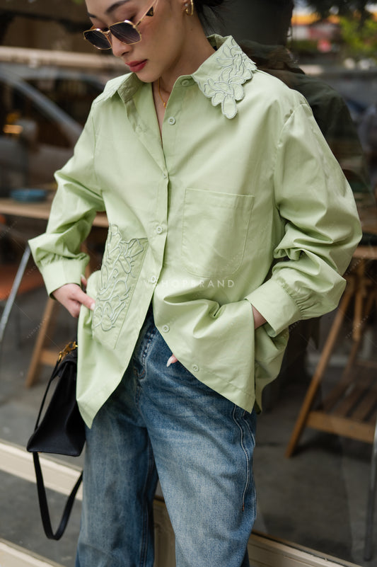 Bedazzled shirt green