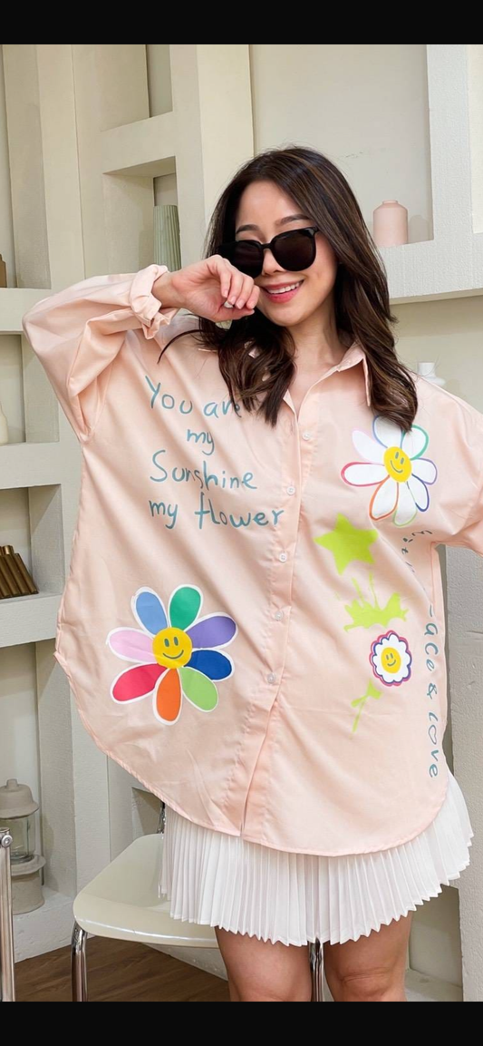 Oversize Style Shirt floral Sunshine