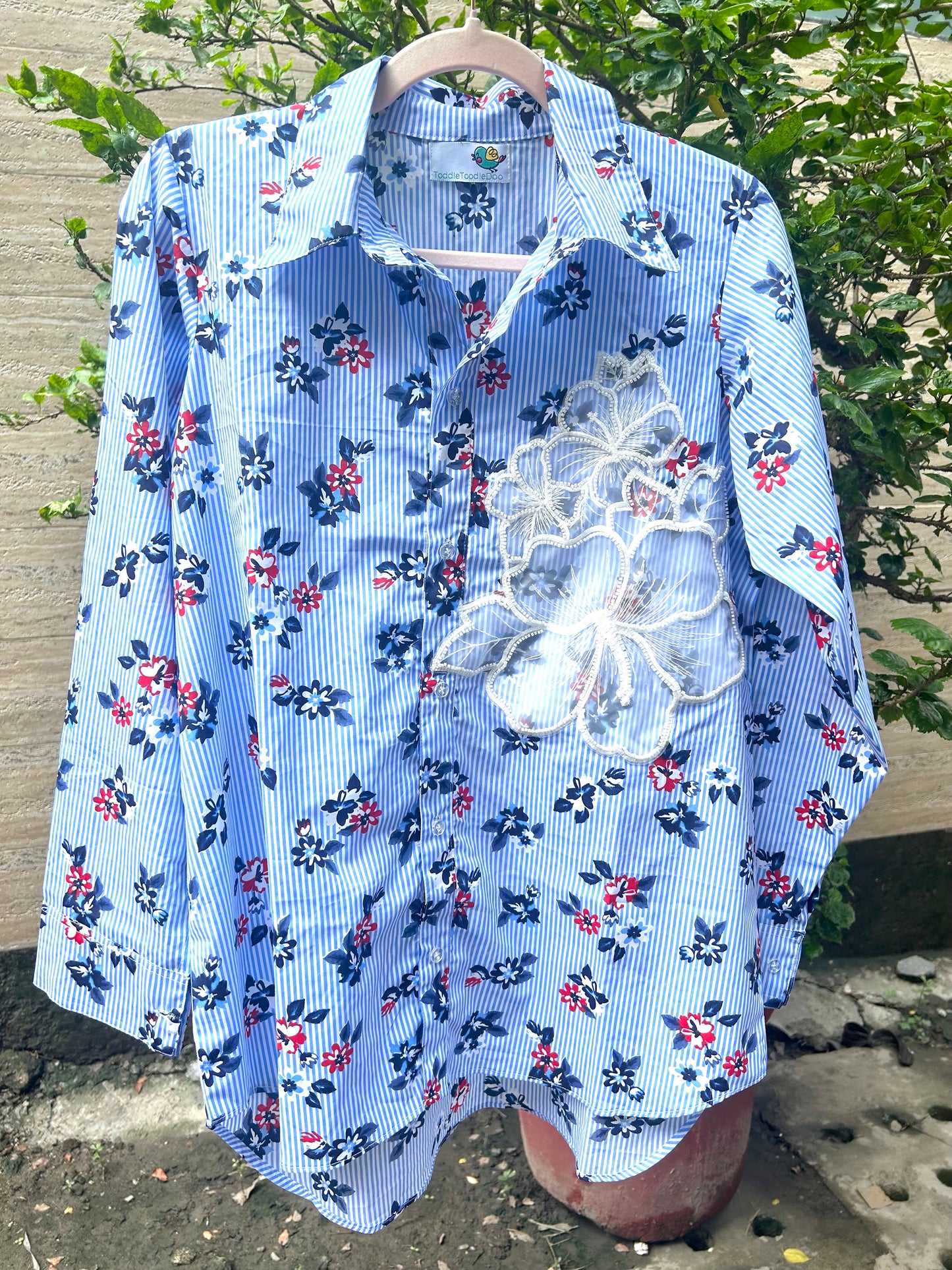 Floral Coral Shirt Blossom