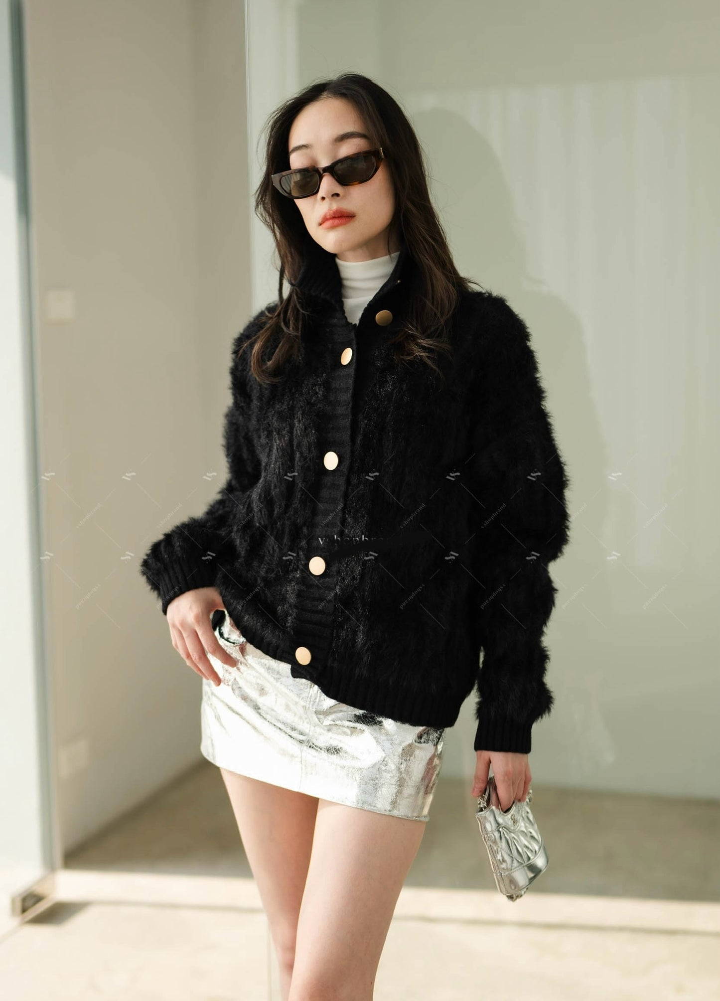 Faux Fur sweater Black