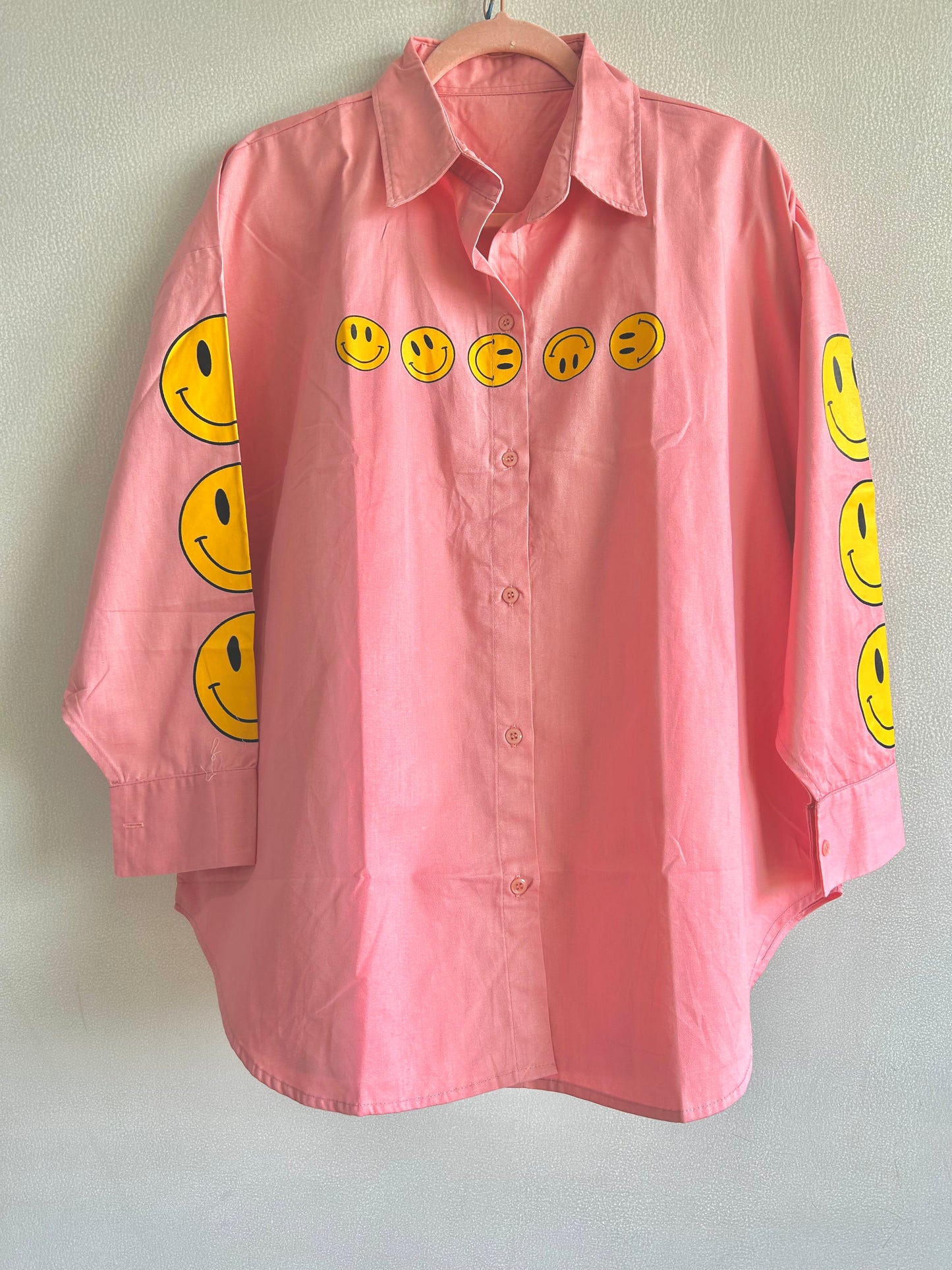 Oversize Style Shirt small smiley PINk