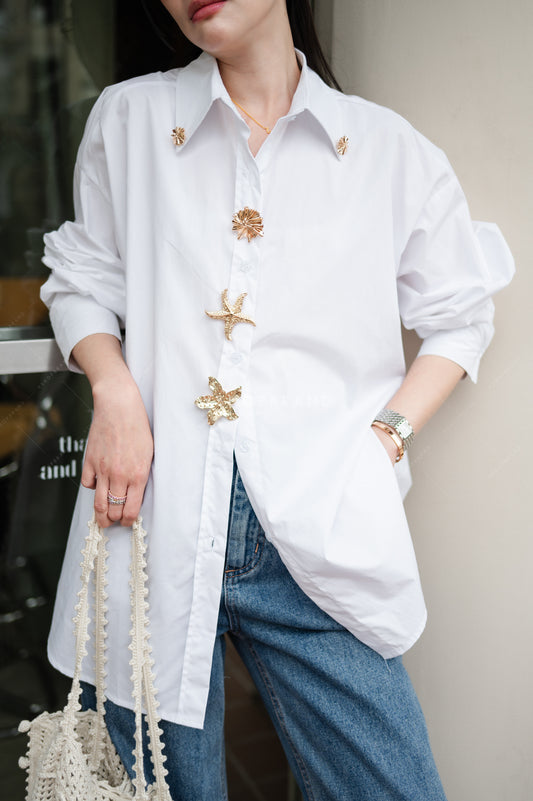 Aqua shirt white