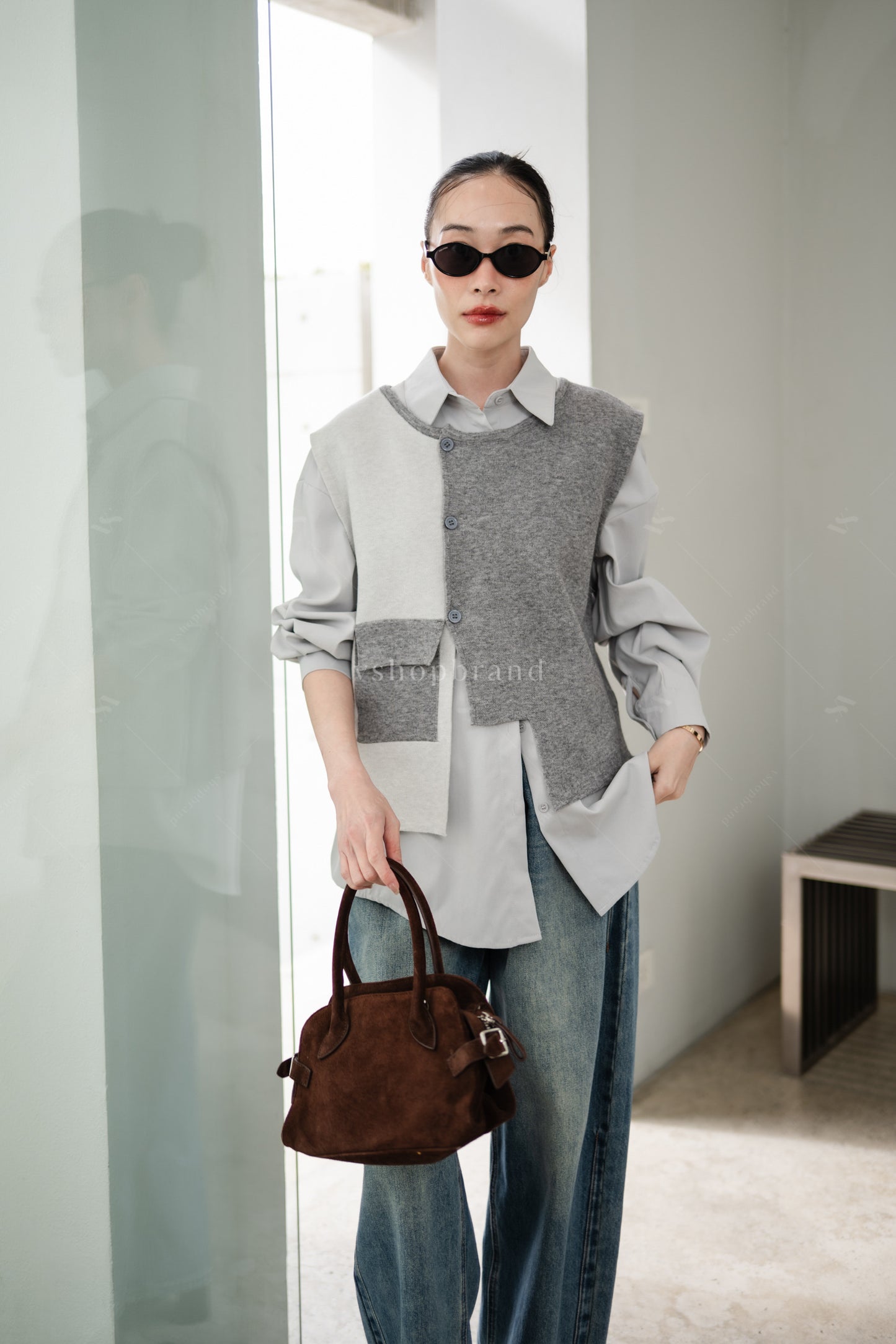 Three Tier Shirt and Sweater Grey