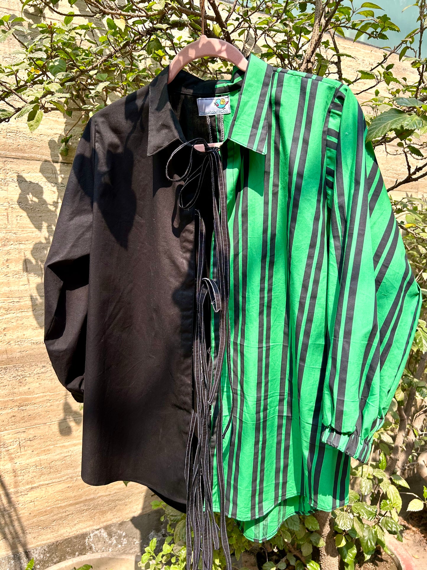 Green dream tie up shirt
