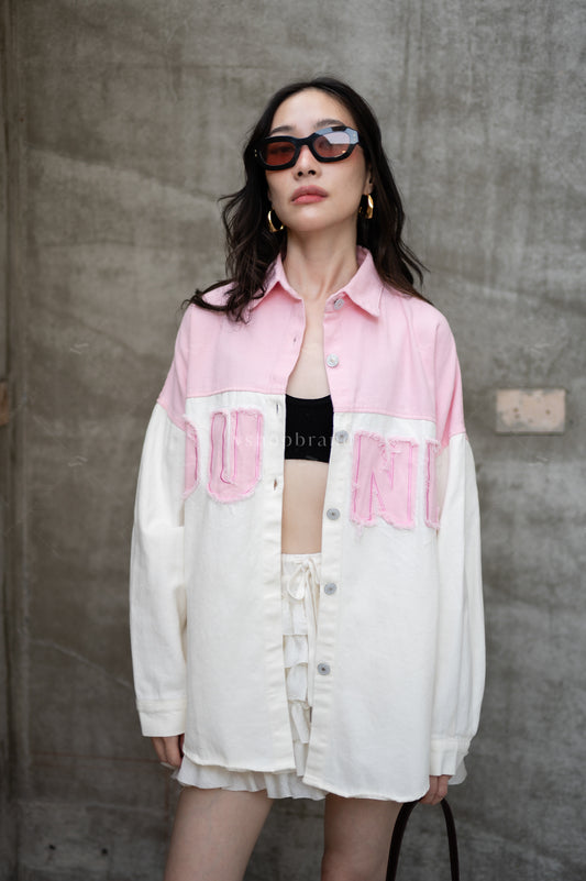 Dunk it denim shacket pink