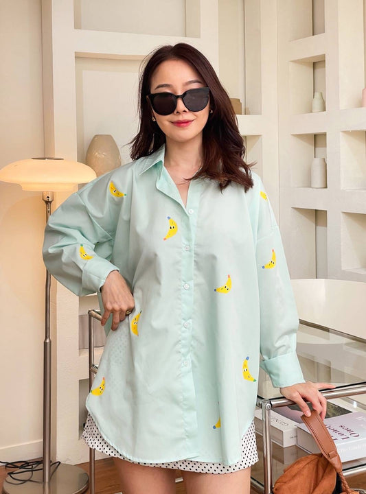 Oversize Style Shirt Go bananas blue