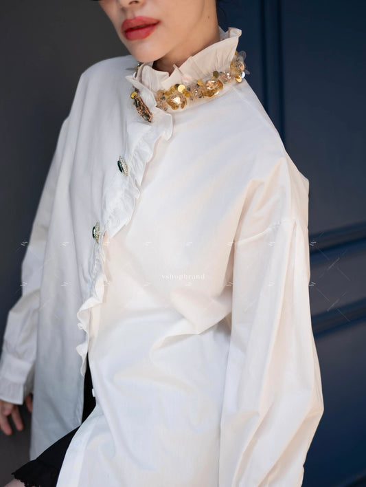 Bejewelled Shirt White