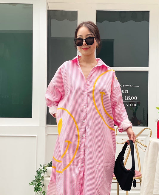 Oversize Style Shirt Dress PINK