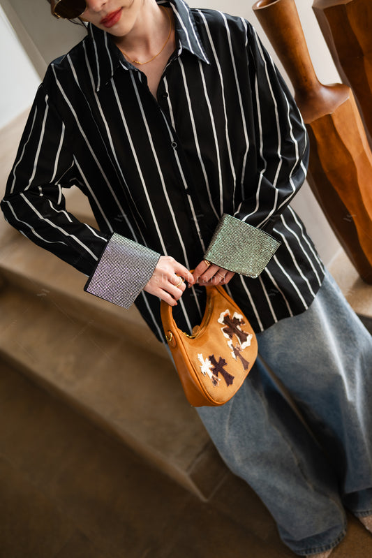 Striped Crystal Love Black