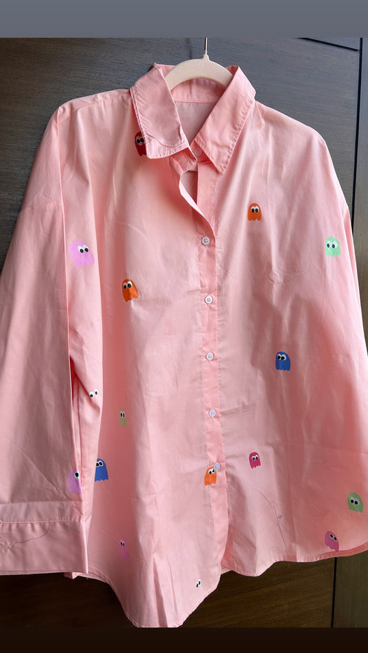 Oversize Style Shirt PacMan pink plain