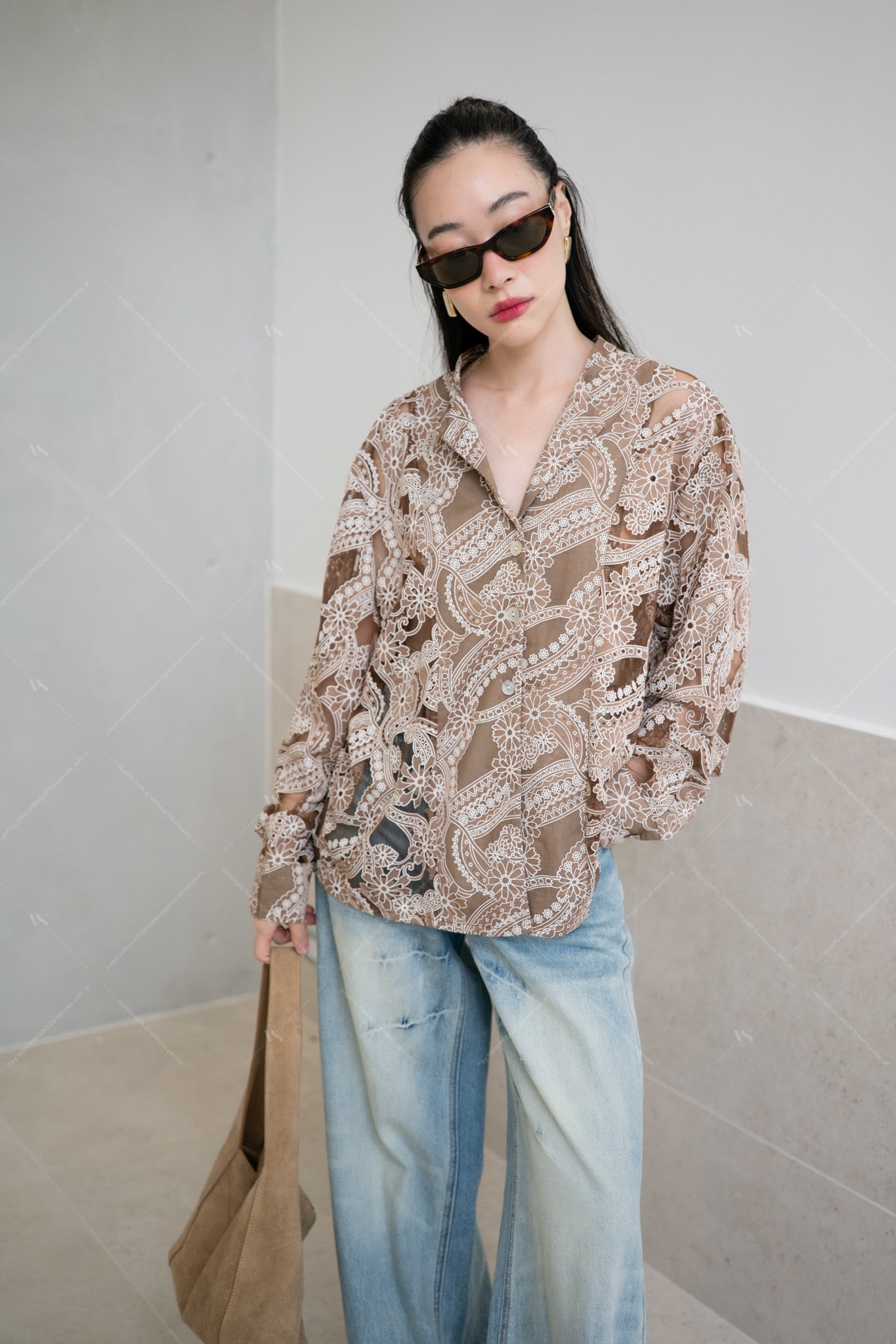 Cannes Flora Shirt Brown