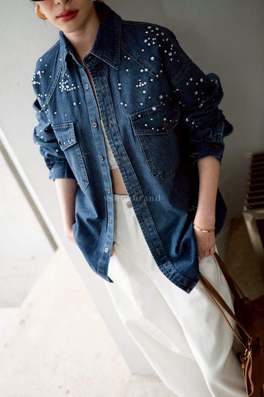 Starry nights denim shirt dark