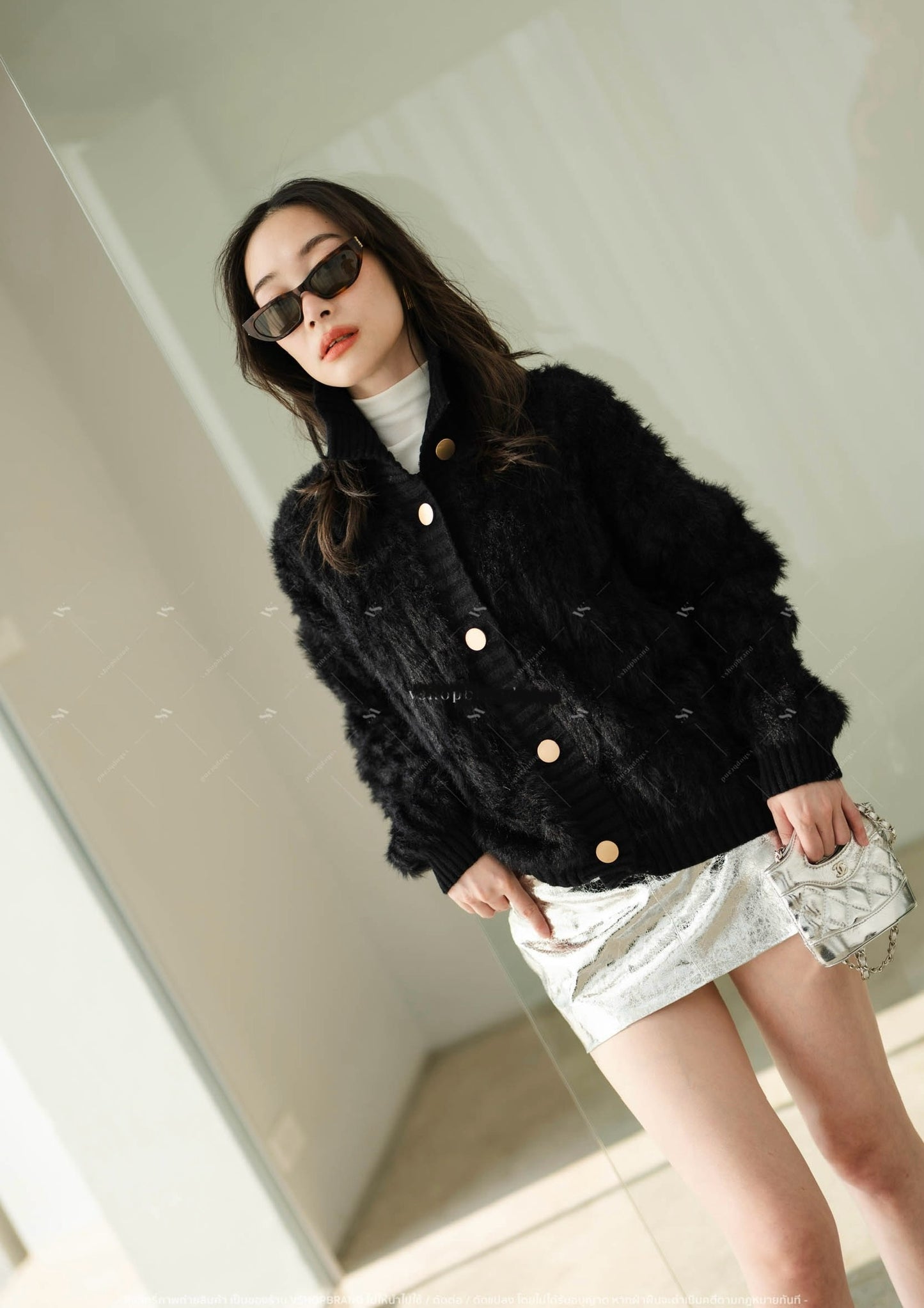 Faux Fur sweater Black